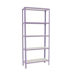 Simon Rack Librería Estanteria Salon, 1800x800x300 mm, 5 Alturas, Bandeja Madera, Estilo Industrial, Metálica, Violeta/Blanco - Simon Home