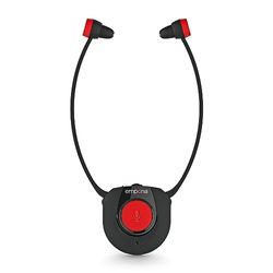 Emporia Draadloze TV-hoofdtelefoon, draadloze tv-hoofdtelefoon met laadstation, ideaal voor senioren, comfortabel en eenvoudig, eenvoudige bediening, compatibel met alle tv's, zwart en rood