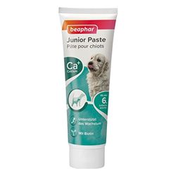 beaphar Junior Pasta Perro | Pasta de Montaje para niño Perros | Cachorros de Fuga erli para Fuerte Huesos & Dientes | con Biotina & Omega 3 & 6 | con vitaminas B | 100 g Tube