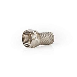 NEDIS F-kontakt | rak | kontakt | förnicklad | 75 ohm | Twist-on | Kabelingångsdiameter: 7,0 mm | Zinklegering | Silver | 25 stycken | Plastpåse 7,5 mm