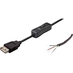 BKL Electronic 10080120 USB-A 10080120-USB-kabel 2.0 A-koppling med omkopplare svart uttag, rak 1008012