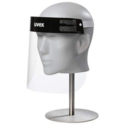 uvex face shield vizier - gezichtsbescherming om infectie door druppels te beperken - drukvrij draagcomfort - black/clear - 54-64 cm