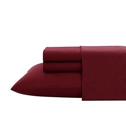 Nautica - Queen lakenset, katoenen percal beddengoedset, knapperig en cool, lichtgewicht en ademend (effen donkerrood, Queen)