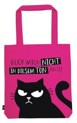 moses. Ed, the Cat Shopper Nicht angucken, borsa per il trasporto in 100% cotone, per la spesa, l'ufficio o l'università, sacchetto rosa con motivo gatto, Colore: rosa., 39 cm x 42 cm, Minimal