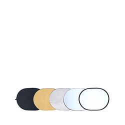 Rollei Pro 5 em 1 refletor, refletor, 92 x 122 cm, 5 em 1, de 92 x 122 cm, refletor dobrável oval com diferentes capas (difusor, refletor prateado, dourado, branco, preto.
