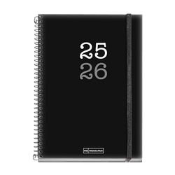 Miquelrius - Agenda Escolar 25-26, Planificador 12 Meses: Septiembre 2025 a Agosto 2026, Tamaño 150 x 213 mm, Día Página, Cubierta de Polipropileno Opaco, Cierre con Goma, Catalán-Inglés