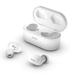 Belkin SoundForm Auricolari true Wireless (Cuffie Bluetooth per iPhone, Samsung, Google, controlli touch, Custodia di Ricarica Portatile, riproduzione 24 ore, isolamento rumori, anti-sudore), Bianco