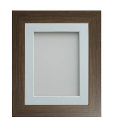 Frame Company Watson Brown Picture Photo Frame fitted with Perspex, 20x16 inch with Light Blue Mount for image size 16x12 inch