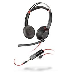 Plantronics Headset/hoofdtelefoon Zwartwire C5220 binaural met USB-C & 3,5 mm jack,Zwart