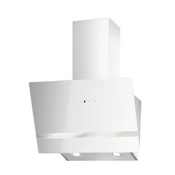 Hotte aspirante Respekta sans tête | Hotte aspirante inclinée 60 cm | Boîtier métallique avec écran en verre blanc | Fonction d'évacuation et de recyclage de l'air | CH24060WAM | A | 54 - 67,5 dB
