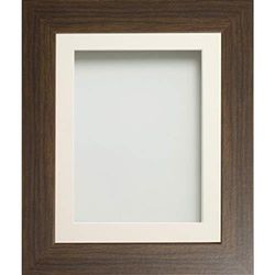 Frame Company Watson Brown Picture Photo Frame fitted with Perspex, A4 with Ivory Mount for image size 9x6 inch