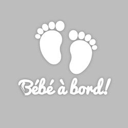 Ambiance Sticker Autocollant de Voiture Vitres Auto Bébé à Bord Petites Empreintes de Pas Blanc - H15 x L20 cm