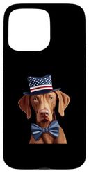 Vizsla con patriottica bandiera USA americana indipendenza giorno Custodia per iPhone 15 Pro Max