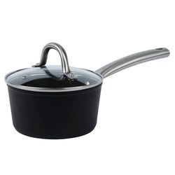 axentia 135657 Casserole forgée avec couvercle en verre Noir Ø env. 16 cm