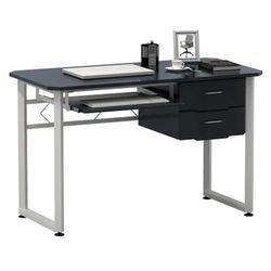 hjh OFFICE Bureau WORKFLOW Panneau de copeaux avec revêtement de mélamine Graphite/Blanc