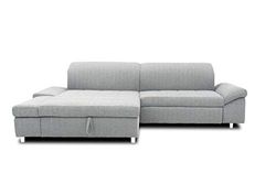 DOMO. collection Mika angolare | Divano con Funzione Sleep e cassettone a Forma di L, Pelle Sintetica, Grigio, 260x178x80 cm