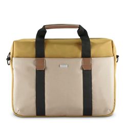 Hama | Maletín para portátil de hasta 41 cm (16.2") (Funda portátil con asa para hombro, 100% poliéster reciclado, ideal para el trabajo) Curry/Beige