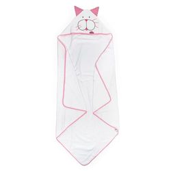 Ti TIN Capa de baño para bebé con Capucha y orejitas de Gatito Color Rosa, 100x100 cm, Rizo de algodón 90%, Extra Suave y Absorbente, Apta para Secadora