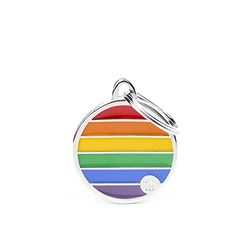 My Family Medaglietta per Cane Personalizzata Made in Italy, Cerchio Piccolo, Targhetta Cane con Incisione Gratis, Smaltata a Mano in Metallo, Collezione Rainbow