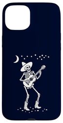 Scheletro Cowboy Chitarrista Divertente Country Music Rock Fiesta Custodia per iPhone 15 Plus