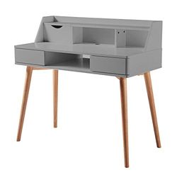 Teamson Home Bureau d'écriture en Bois avec Rangement Creativo, Gris Clair/Naturel