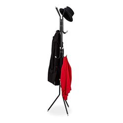 Relaxdays Coat, Metal, 12 Hooks, H x W x D: 180 x 44 x 39 cm, Sturdy, Jacket Stand, Black