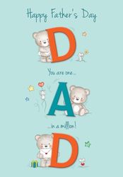 Piccadilly Greetings Father's Day Card, Dad You are One In a Million - 9 x 6 inches