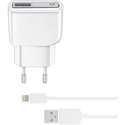 Cellular Line Caricabatteria e Cavo USB/Lightning per iPhone 5/5S, Bianco