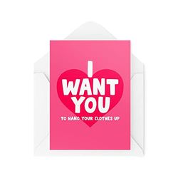 Grappige Nieuwigheid Wenskaarten | Ik wil dat je je kleren ophangt | Valentines Vriendin Vriendin Vrouw Man Banter Grappig | CBH1326