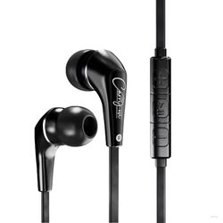 Carry-on EB50 bedrade oortelefoon, in-ear hoofdtelefoon, knoopvrije kabel, microfoon, draagtas en oordopjes, voor laptop, tablet, iPad, telefoon, gaming - zwart