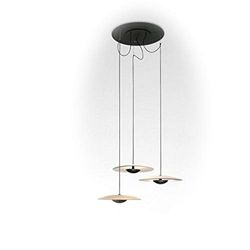 Hanglamp met 3 LED-diffusers, 14,1 W, van geperst hout, model Ginger 20 x 3, eiken, 19,5 x 19,5 x 5 cm, A662-186
