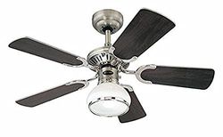 Westinghouse Lighting Princess Radiance II Ventoinha de teto E27, 60 W, acabamento em estanho escuro/cromado com pás reversível em wenguê/branco, 90 x 42 cm