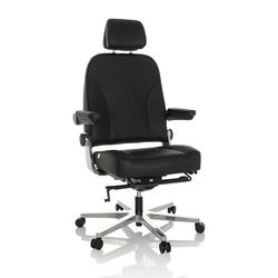 hjh OFFICE Siège de Travail Ergonomique 24 Hours F Fauteuil pivotant XXL avec Appui-tête, Charge maximale 200 kg, Cuir Noir