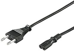 PremiumCord Cabo de alimentação de 230 V, 2 m, com tomada europeia A tomada europeia dupla C7 de 2 pinos, IEC 320, reto, cor preta