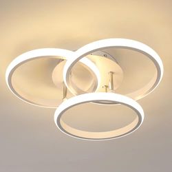 Comely Plafoniera LED Soffitto 40CM 3000K, 40W 4500LM Lampadario LED Soffitto Creativo Rotondo Luce Calda, Plafoniere Bianco Moderna in Alluminio per Camera da Letto, Soggiorno, Cucina