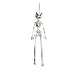 FIESTAS GUIRCA | Cat Skeleton Pendant (37 cm) - Halloween Decoration for Parties and Celebrations - Ideal for Spooky Environments and Scary Settings - White