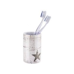 Avilia Gobelet Porte-brosses à Dents Rond en céramique, 7 x 11 x 7 cm, Taupe