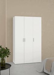 Dmora Armoire 3 Portes Isabelle, Meuble Chambre à Coucher, Porte-vêtements, 118 x 50 h201 cm, Blanc, Panneau de Particules mélaminé