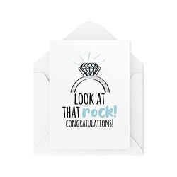 Funny Engagement Cards | Engaged Banter Proposal Friends Jokes | Look At That Rock | Diamond Ring Congratulations Wedding Love | CBH867