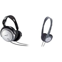 Panasonic RP-HT090 Cuffie Stereo con Filo, Leggere per Ottimo Comfort & Philips SHP2500 Cuffia TV a Filo, Cavo da 6 Metri, Controllo Volume Integrato, Comodi Pad, Grigio