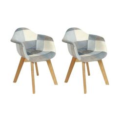 Home Deco Kids HD6749 Lots de 2 Fauteuils Patchwork Enfant Leonie Rose, Textile-Polyester Bois-Hetre Rembourrage-PU, Bleu, 44 x 33,5 x 58 cm