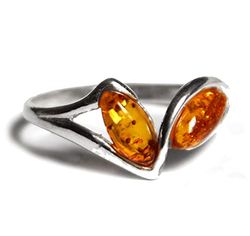 MJ Baltica anello Argento 925 e Ambra Naturale BP021A/20 Misura 20 (Cognac, 19)