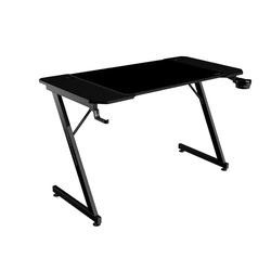 Mars Gaming MGD-X120, Mesa Gaming Ergonómica, Superficie en Fibra de Carbono, Estructura Metálica, Alfombrilla XXL, Soporte Auriculares y Bebida, Gestión Cableado, Escritorio PC 120x60cm, Negro