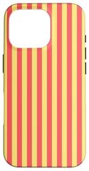 Salmon Pink Yellow Striped Girly Stripes Preppy Aesthetic Case for iPhone 16 Pro