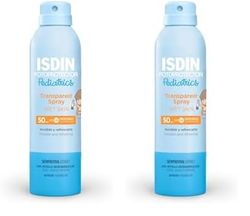 Fotoprotector ISDIN Pediatrics Transparent spray Wet Skin SPF 50 - Protector solar corporal para niños, invisible, ligero, para piel mojada, 250 ml (Paquete de 2)