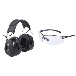 3M PELTOR Casque ProTac™ III, noir, 32 dB, serre-tête, MT13H221A & Bollé Safety Silium+ Incolores Lunettes Traitement Anti-Buée Platinum SILPPSI Chasse Sport Tir Pêche Travail Sécurité Antibuée