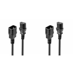 Lindy 0.5m IEC C14 to IEC C13 Extension Power Cable, Black (Pack of 2)