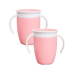 Munchkin Miracle 360 Sippy Cup Bébé | Biberon Libre Flux pour Tout-Petits | Tasse Entraîneur | Sans BPA | Sans Déversement | 207ml | 6 Mois+ | 2 Pack | Rose