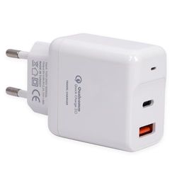 LEYF 2-poorts oplader USB en USB C 20 W, QC Quick Charge 3.0, snellader, voeding, wandlader, reisoplader, power adapter, type-, T-32AC