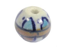 INNSPIRO Perle céramique boule émaillée bleue et marron diam. 12mm. 50u.